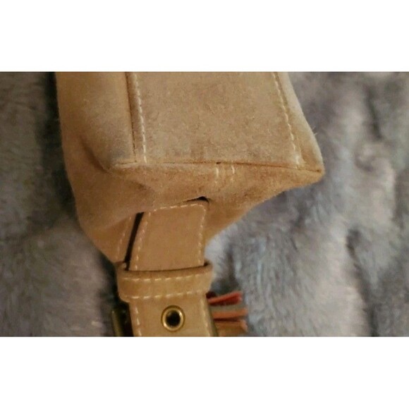 Vintage Coach 7470 Hamptons Demi Baguette Shoulder Bag Beige Suede Brown Leather - Picture 6 of 16